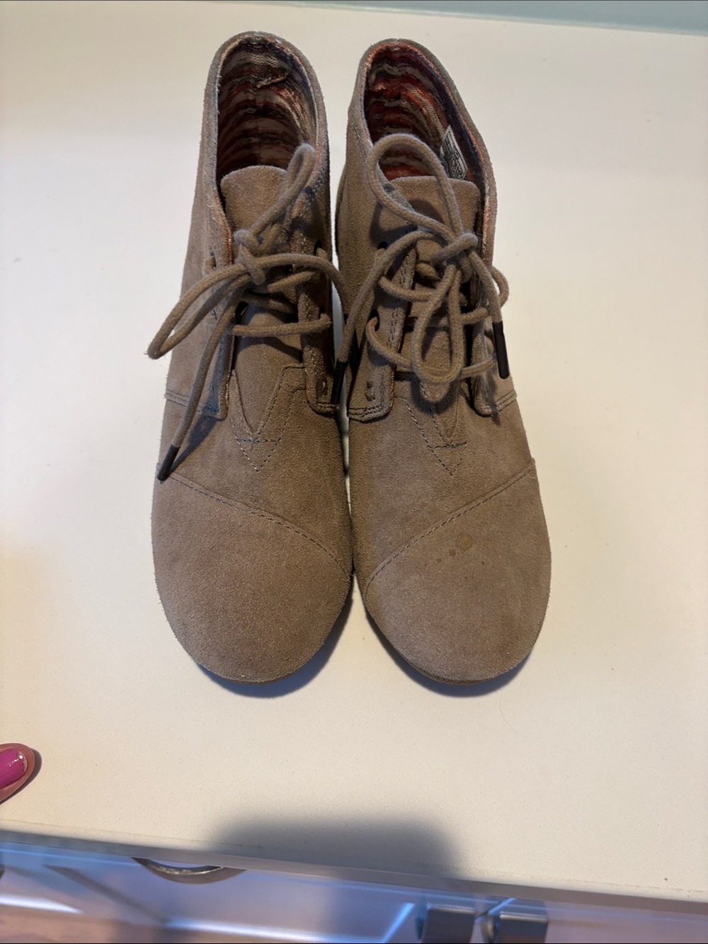 TOMS wedge heel boot in Light Taupe
